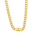 Gold-plated stainless steel signature link necklace with a modern chain design and polished centerpiece accent.