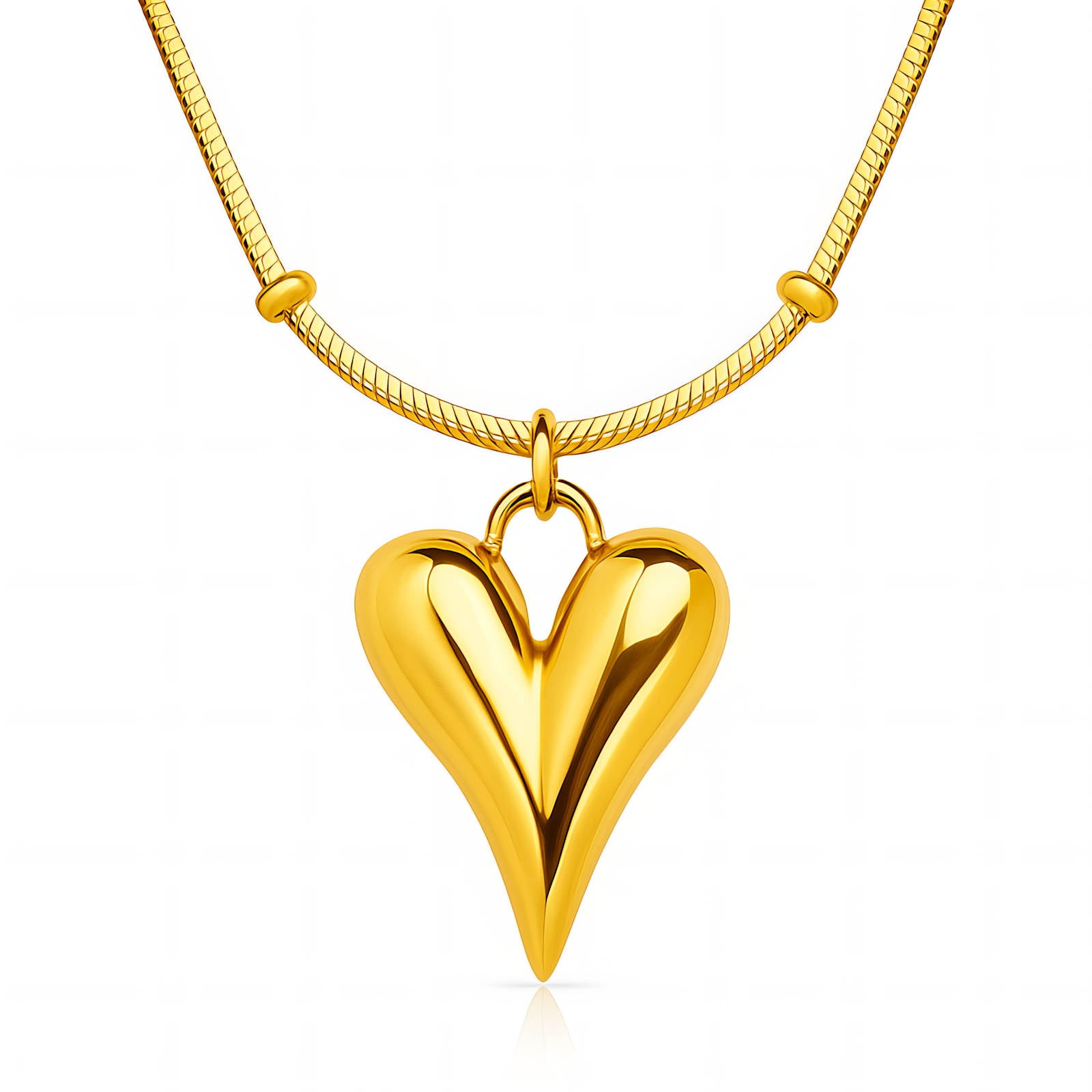 Open heart pendant necklace in 18K gold-plated stainless steel with a minimalist romantic design.
