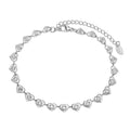 Stainless steel bracelet featuring delicate open heart charms with an adjustable chain design.