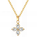 Crystal flower pendant necklace in 18K gold-plated stainless steel with sparkling cubic zirconia stones.